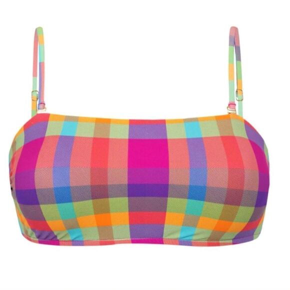 NWT Rio de Sol Retro Plaid Bandeau Top Medium - Picture 1 of 7